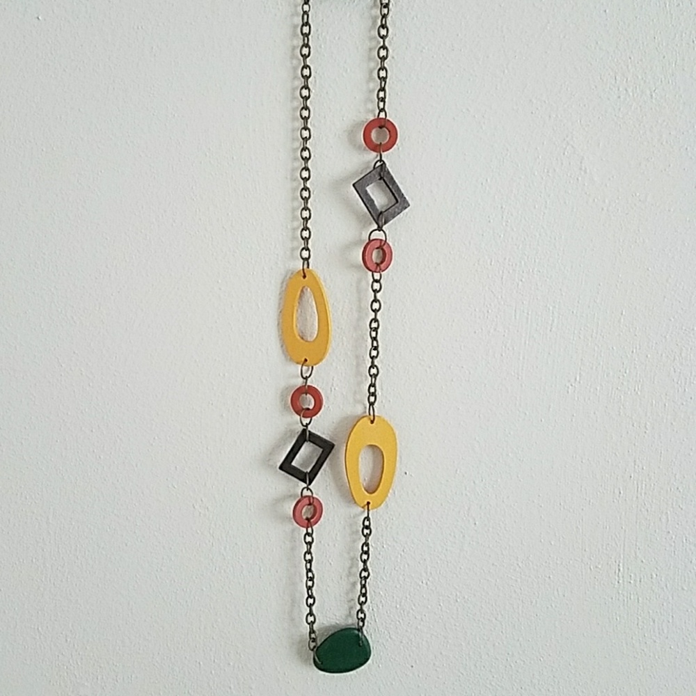 Yellow & Green Stones Long Necklace